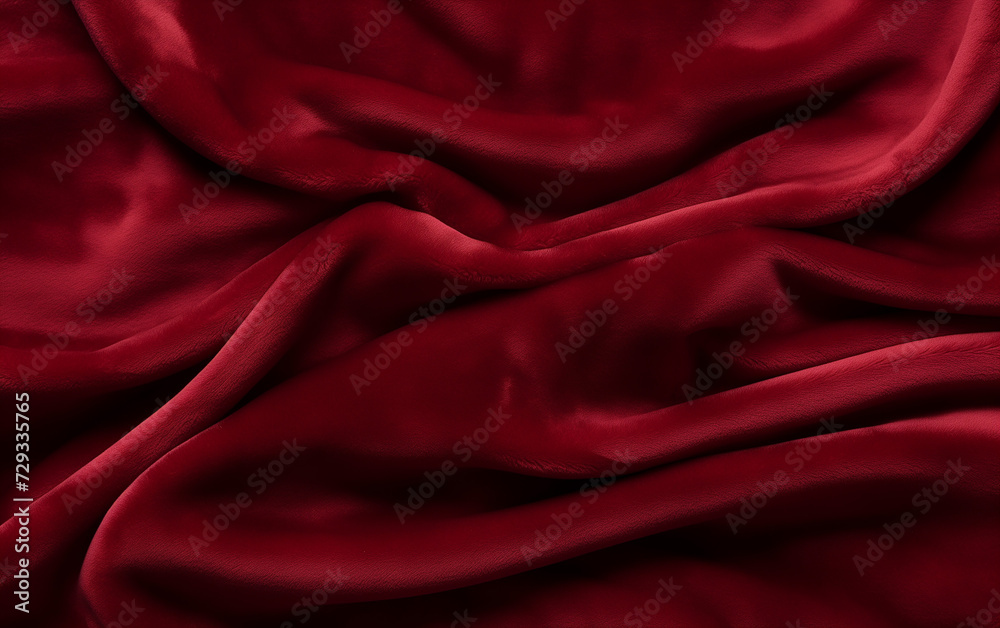Fototapeta premium A Close Up Of A Red Velvet Fabric With Waves