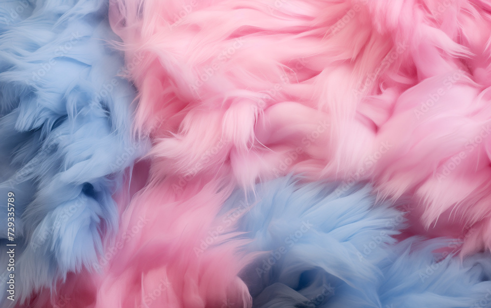 A Close Up Of Pink And Blue Cotton Candy