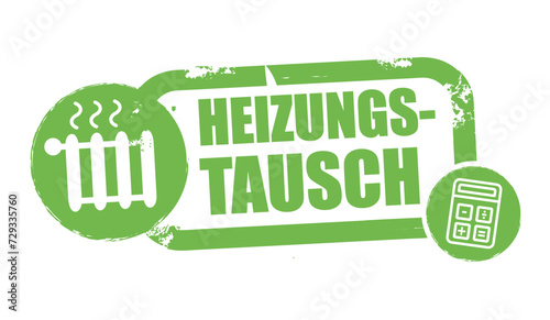 Heizungstausch - Stempel mit deutschem Text und Symbol Vektor Illustration