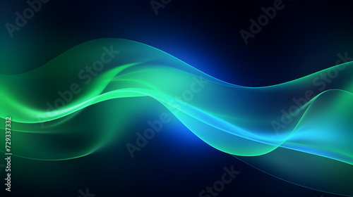 Sleek green and blue wave design, abstract background