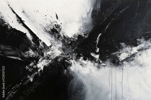 Black And White Abstract Acrylic Painting With Silver