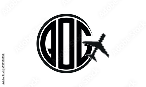 QOG three initial letter circle tour & travel agency logo design vector template. hajj Umrah agency, abstract, wordmark, business, monogram, minimalist, brand, company, flat, tourism agency, tourist