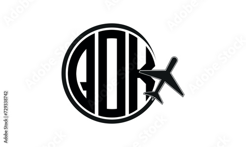 QOK three initial letter circle tour & travel agency logo design vector template. hajj Umrah agency, abstract, wordmark, business, monogram, minimalist, brand, company, flat, tourism agency, tourist