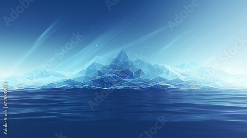 Stylized low poly iceberg floating on a serene sea photo