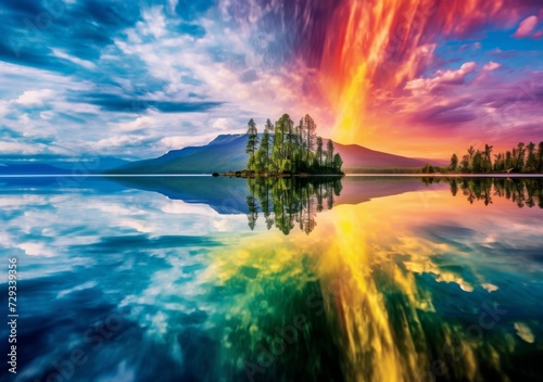Colorful Perspectives. Serenity Over the Lake.