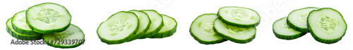 Slices of cucumber isolated on transparent background