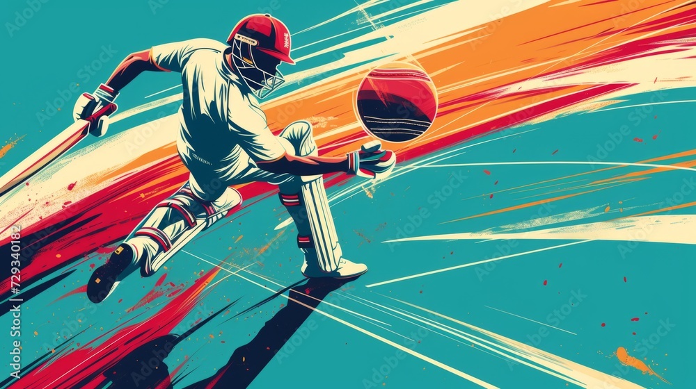 Design a dynamic cricket-themed graphic background