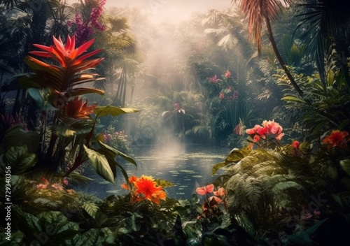 Luminous Flower Forest  Jungle Elegance