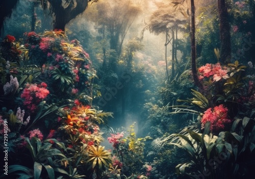 Radiant Floral Jungle  Nature s Brilliance