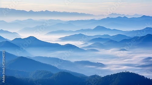 Mountains under mist in the morning Amazing nature scenery  from Country Tourism and travel concept image, Fresh and relax type nature image © Tahir