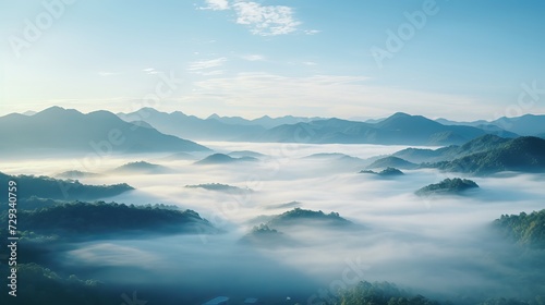 Mountains under mist in the morning Amazing nature scenery  from Country Tourism and travel concept image, Fresh and relax type nature image photo