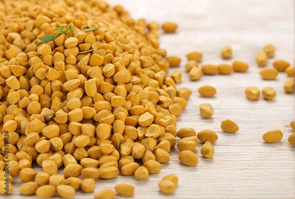 Herbal fenugreek on wooden background
