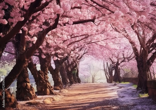 Tree Blossom Serenity: Flourishing Landscape Retreat