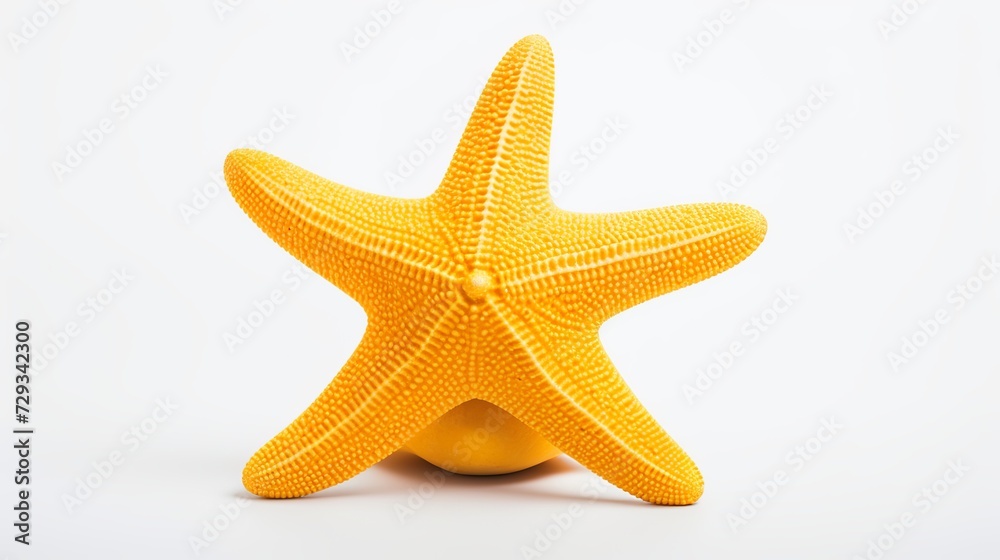 Yellow starfish souvenir, handmade decoration, isolated on white background Yellow starfish souvenir, handmade decoration, isolated on white background