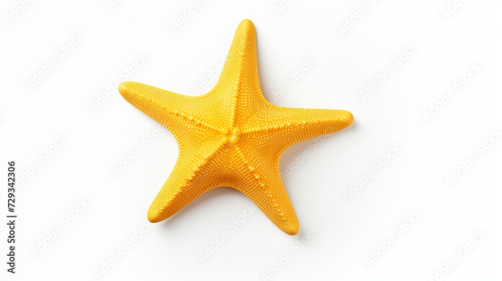 Yellow starfish souvenir, handmade decoration, isolated on white background Yellow starfish souvenir, handmade decoration, isolated on white background