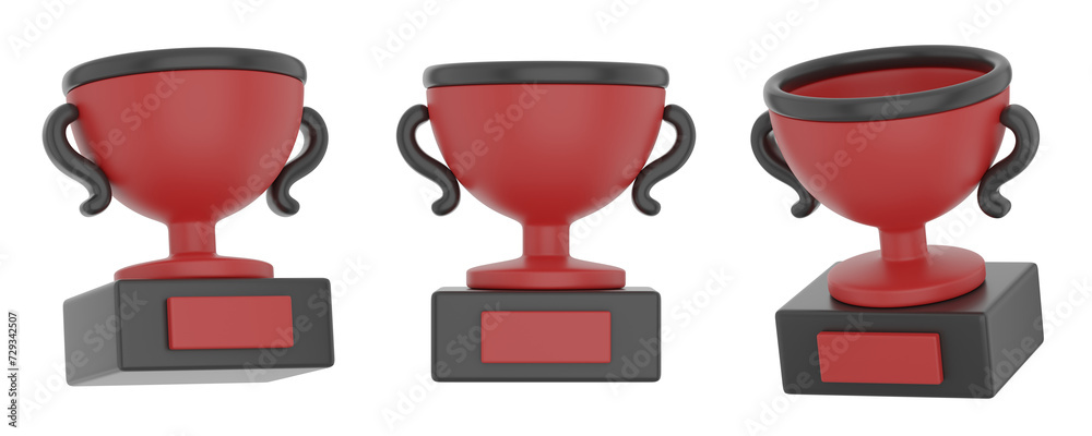 Set of red trophy cup with transparent background, PNG, Isolated Set of red trophy cup with transparent background, PNG, Isolated