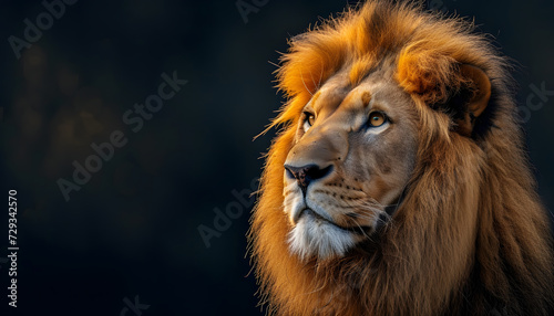 portrait of a lion on a dark background © Davy