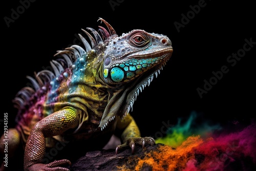 illustration, iguana with vibrant colors