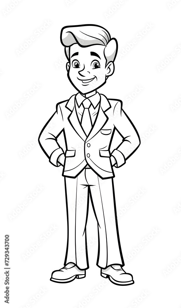A businessman with briefcase. outline, comic, cartoon, illustration, sketch A businessman with briefcase. outline, comic, cartoon, illustration, sketch