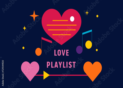 A personalized love playlist with song titles and artwork. vektor illustation