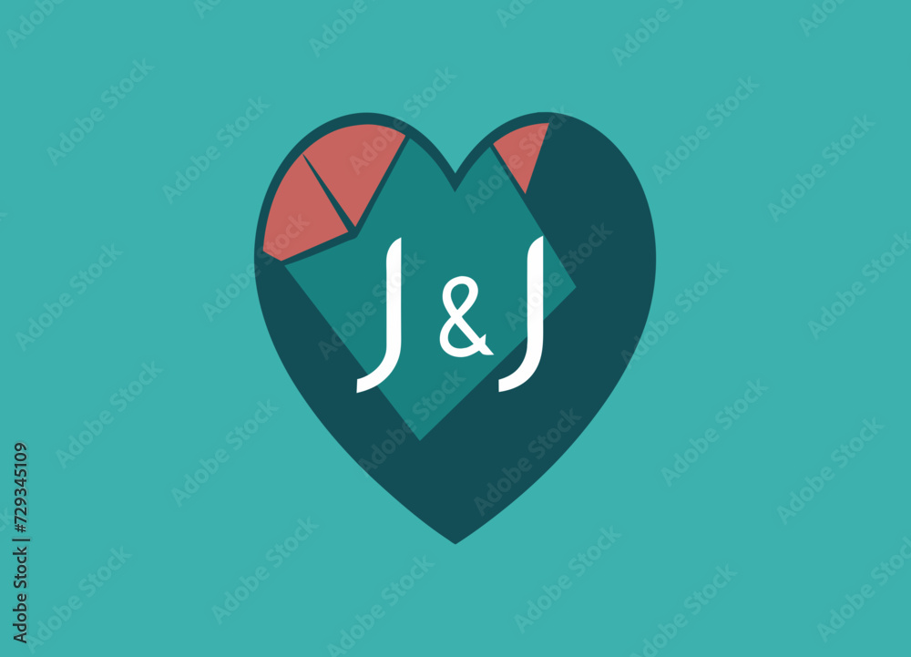 A couple's initials engraved on a heart-shaped rock. vektor illustation