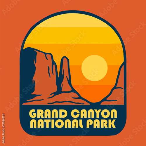 SUNSET ON GRAND CANYON NATIONAL PARK BADGE LOGO DESIGN VECTOR ILLUSTRATION
