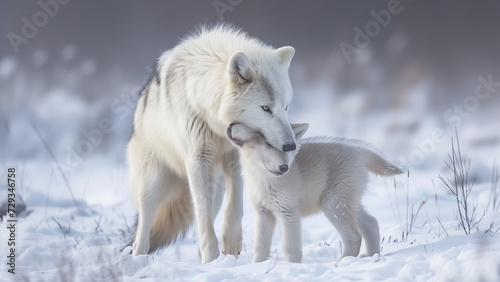 Mother   s Love in the Arctic  Baby Wolf   s Snowy Playtime