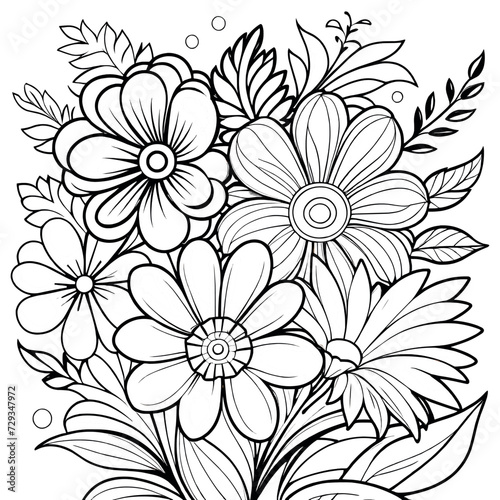 Luxury floral coloring book pages line art sketch