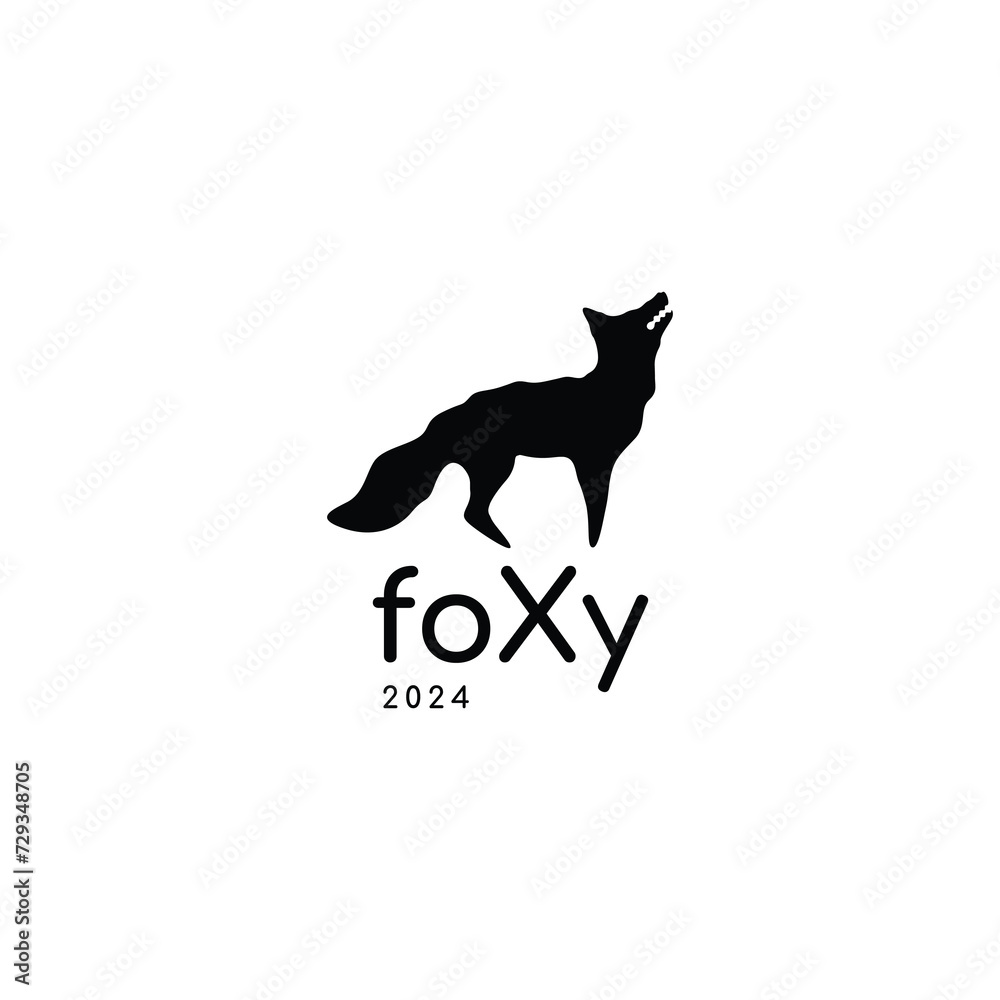 black fox beautiful logo design graphic vector