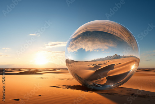 Desert Mirage in a Transparent Sphere at Sunset © LAJT