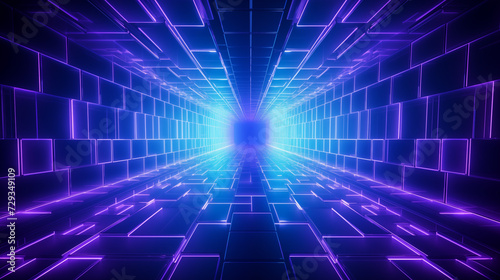 Neon Matrix  Digital Tunnel in Blue and Purple