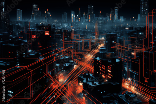Cybernetic City  Neon Circuitry and Urban Glow