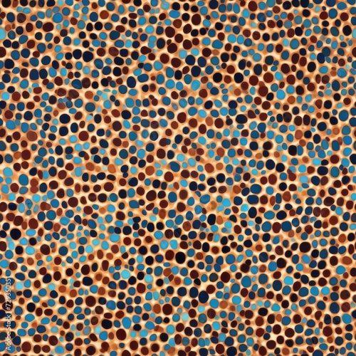 Seamless Blue and Orange Leopard Spots. Seamless pattern featuring leopard spots in blue and orange.
