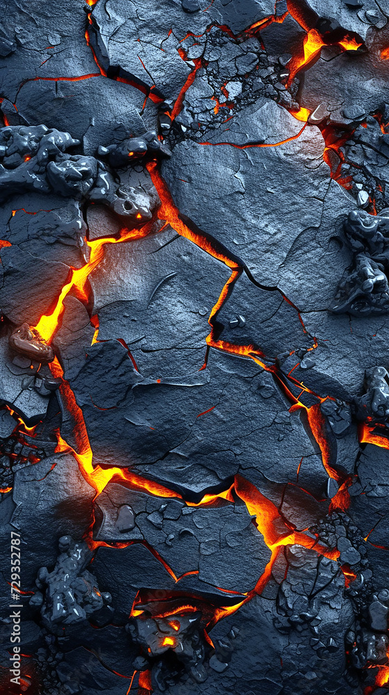 Background with hot lava and grey rock. AI generative. Background with hot lava and grey rock. AI generative.