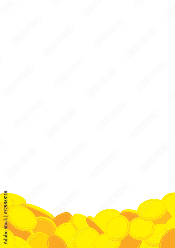 Obraz premium 黄色いコインが積み重なったイラストのフレーム_縦