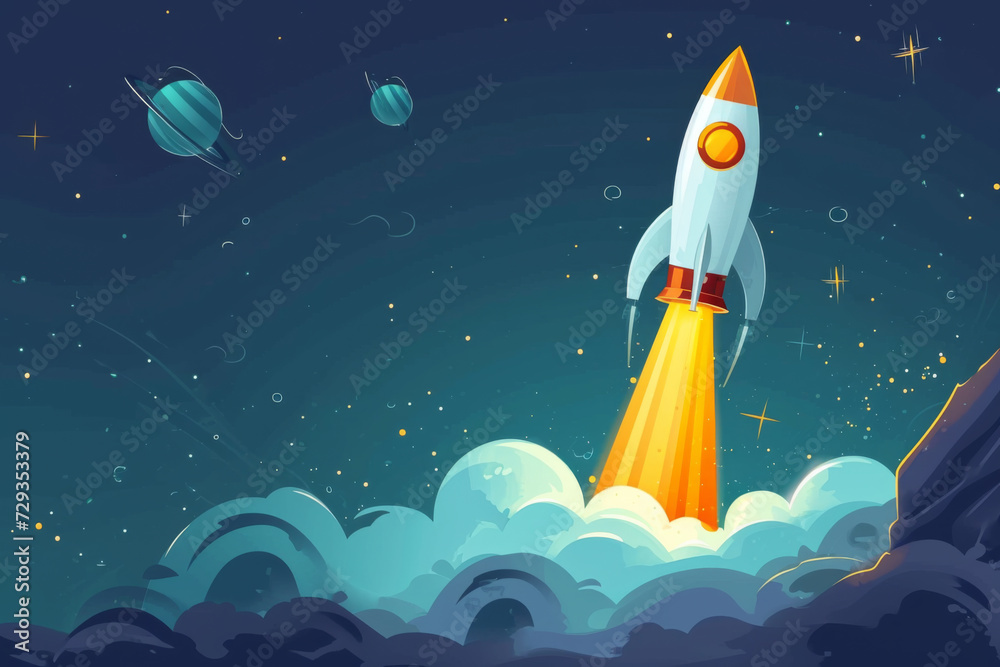 Illustration of rocket and copy space for start up. Illustration of rocket and copy space for start up.