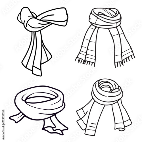 Set of black and white scarf logos