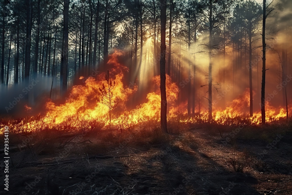 Nature’s Fury Unleashed A Dramatic Nighttime Display of a Wildfire Engulfing a Forest, Illuminating the Darkness with Flames and Smoke Nature’s Fury Unleashed A Dramatic Nighttime Display of a Wildfire Engulfing a Forest, Illuminating the Darkness with Flames and Smoke