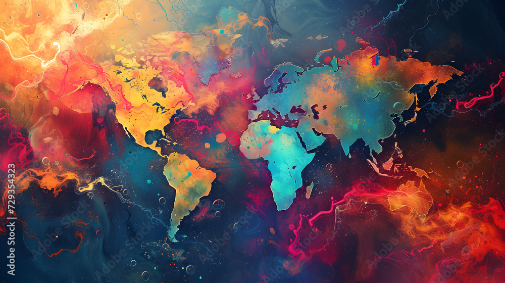 the interconnectedness of our world through an abstract map design. the interconnectedness of our world through an abstract map design.