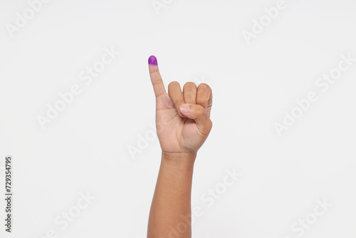 Obraz na plátně Close up of hand gesture little finger after voting