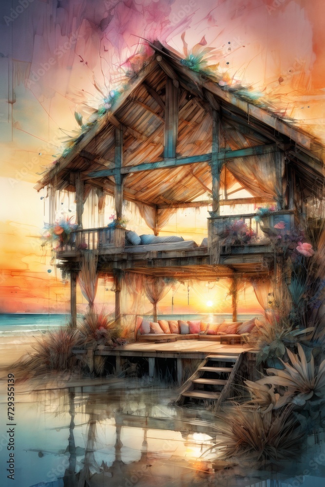 bright serene image of a traditional bahay kubo bright serene image of a traditional bahay kubo