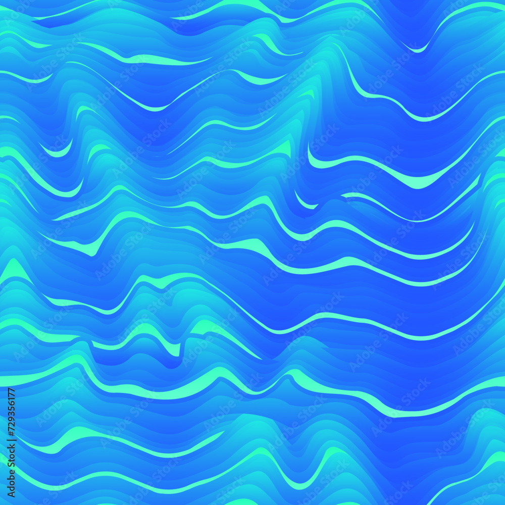 Blue waves. Seamless pattern