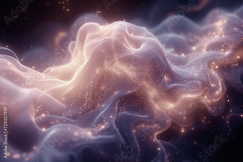 visualization of digital space, abstract digital particles and waves