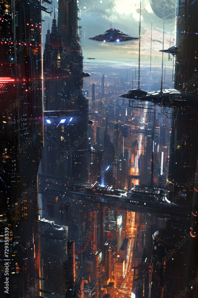 Space City in Science Fantasy Paintings.