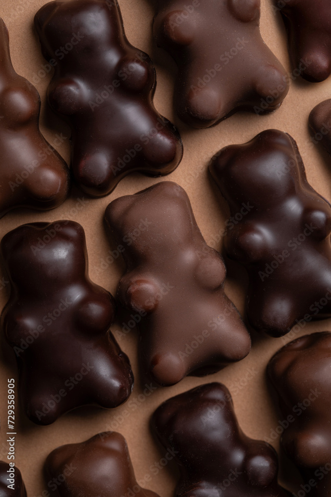 Oursons au chocolat noir et chocolat au lait à la guimauve, bonbons pour enfants, confiserie