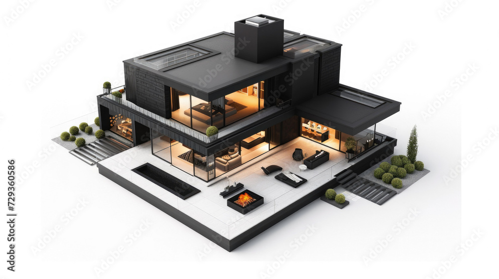 house modern contemporary style isolated on white background house modern contemporary style isolated on white background