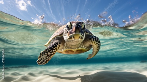 Green sea turtle, Chelonia mydas, Ras Al Hadd, Sultanate of Oman. Arabian Peninsula