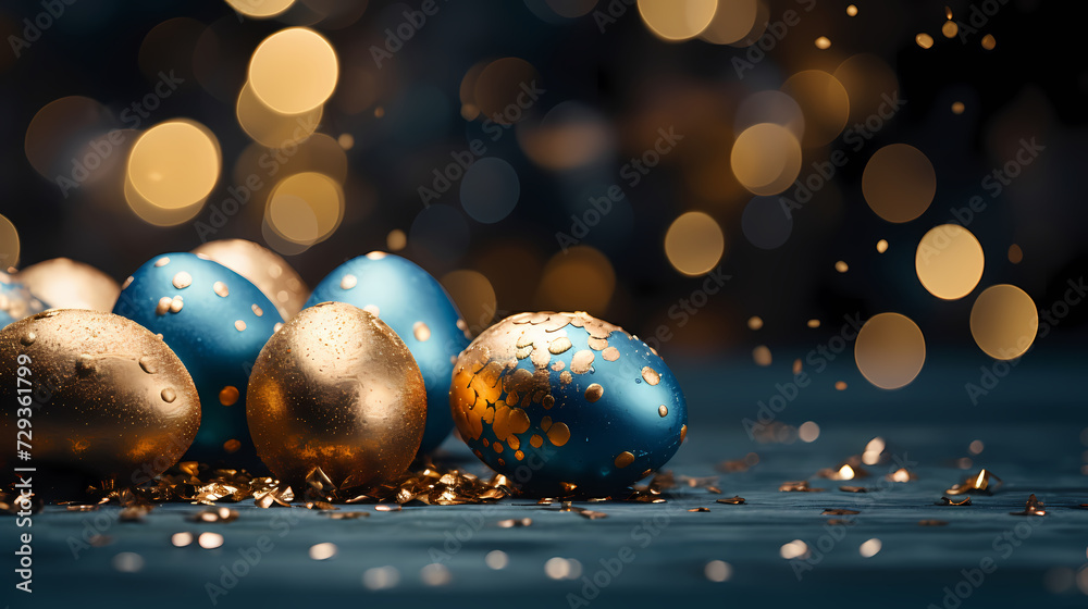 Easter background, many colorful Easter eggs