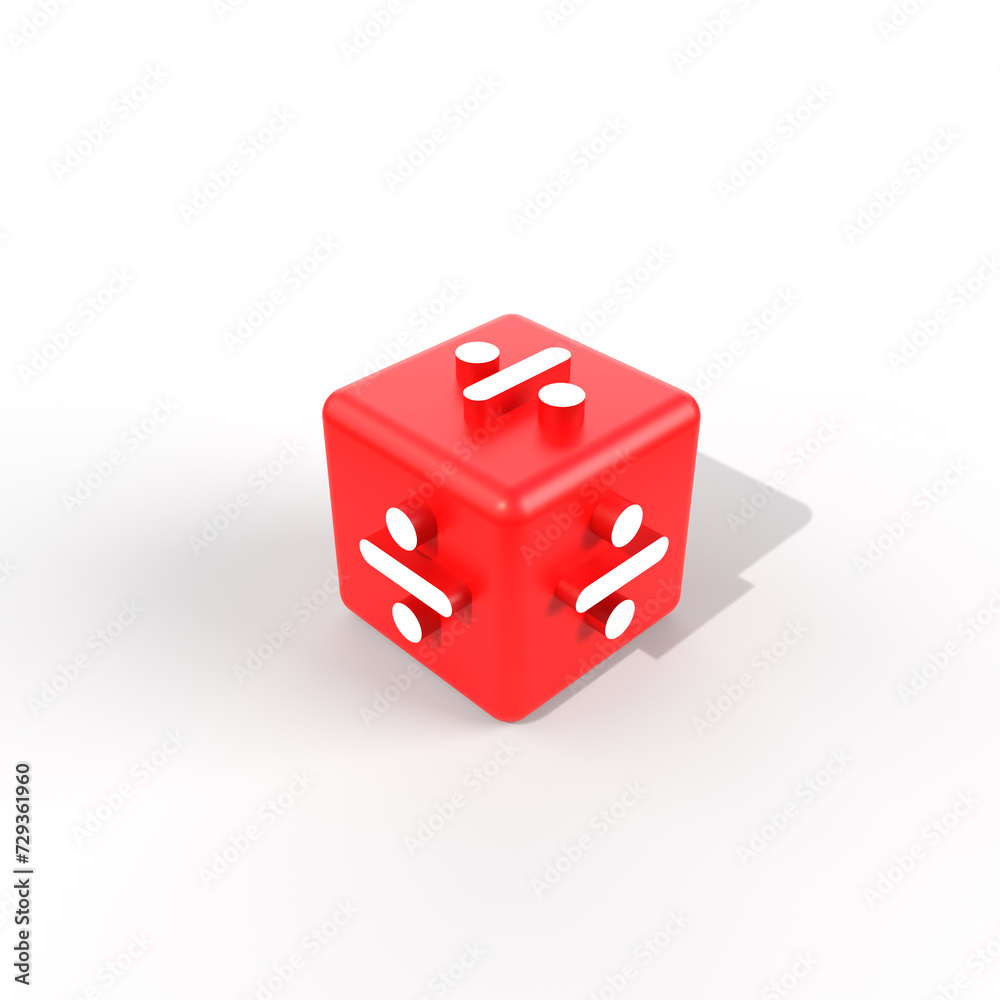 3d render division sign on cube. red cube and division symbol. division sign in education and mathematics - obrazy, fototapety, plakaty 