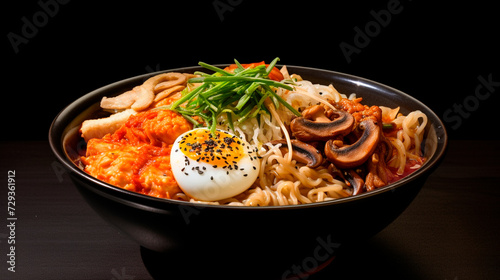 a bowl of food with a fried egg on top